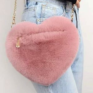 Heart shaped furry purse